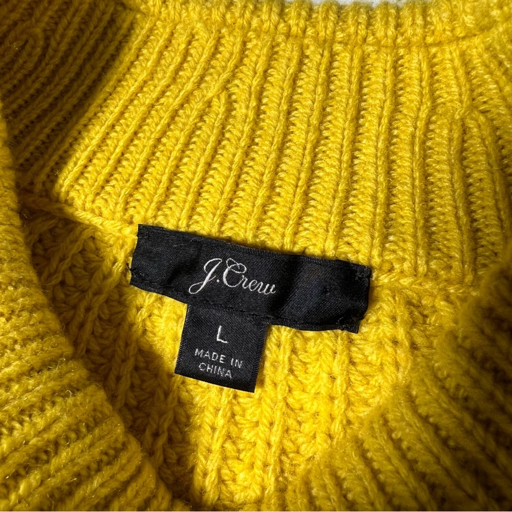 J. Crew Mustard Yellow Pom-Pom Cable Knit Sweater - Picture 10 of 14